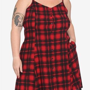 🌙 Midnight Hour Red & Black Plaid Mini Dress Size 1XL